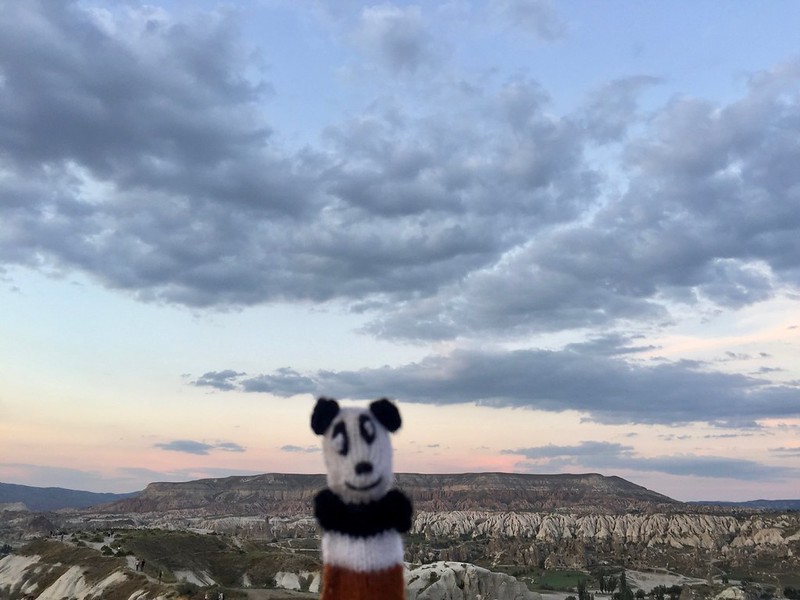 Panda visiting Goreme at sunset, photo by Panda Mery