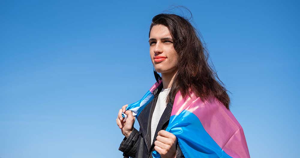 Trans woman on a pride march
